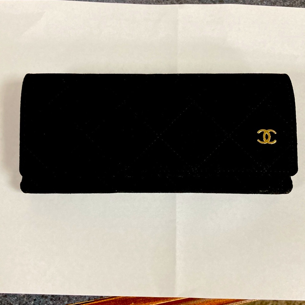 Black Chanel eyeglass quilted eye glass case